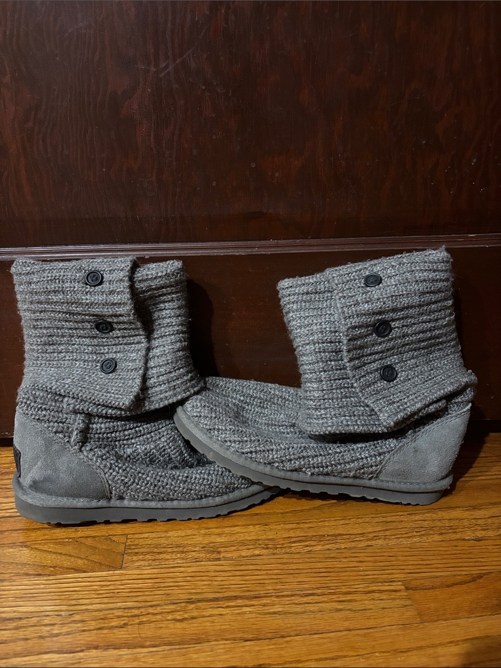 UGG Knit Gray Button Boots